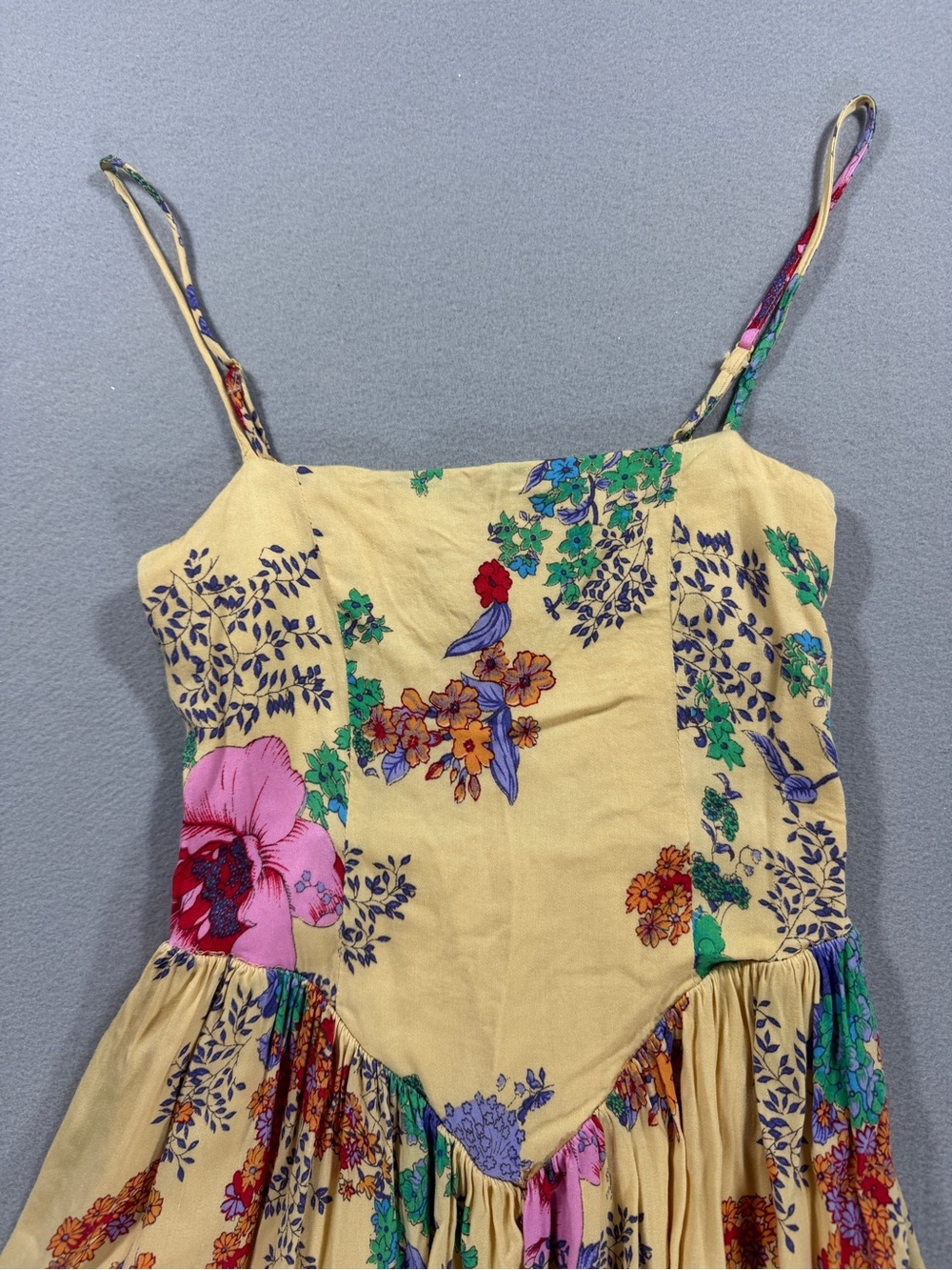 Urban Outfitters Sylvia Yellow Floral Prairie Midi Dress Corset Cottagecore - Picture 9 of 16